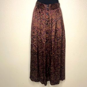 Harve Benard Silk Paisley Maxi Skirt with Pockets